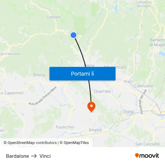 Bardalone to Vinci map