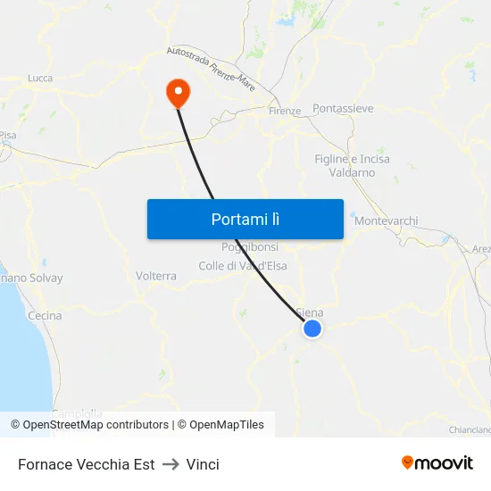 Fornace Vecchia Est to Vinci map