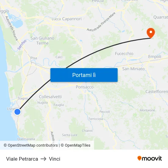 Viale Petrarca to Vinci map