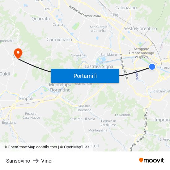 Sansovino to Vinci map