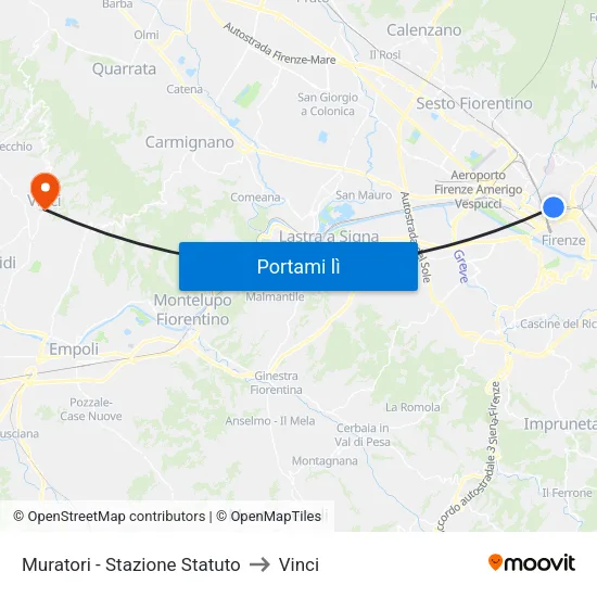 Muratori - Stazione Statuto to Vinci map