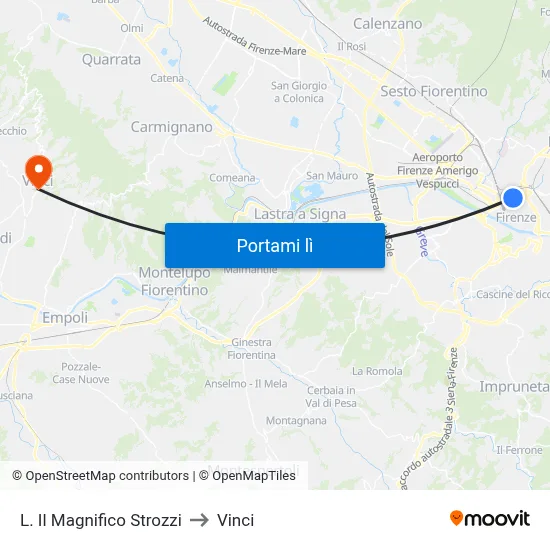 L. Il Magnifico Strozzi to Vinci map