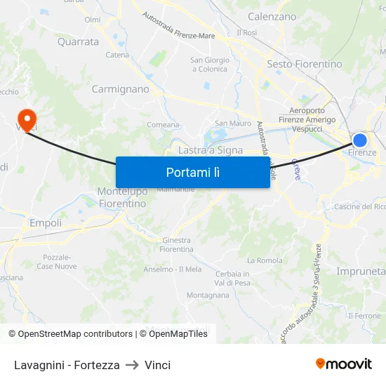 Lavagnini - Fortezza to Vinci map