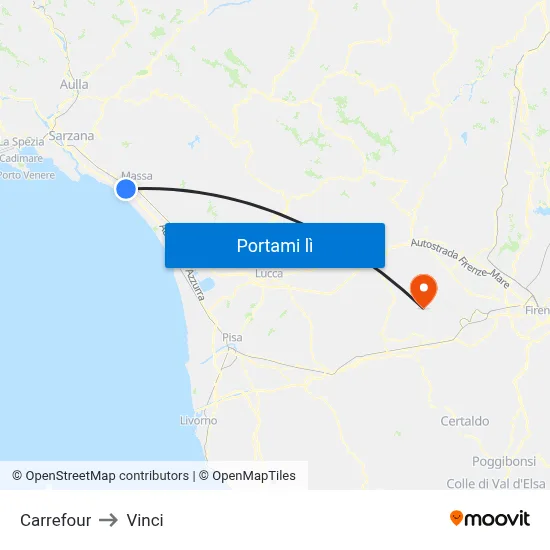 Carrefour to Vinci map