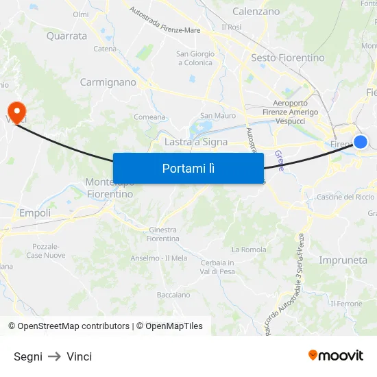 Segni to Vinci map