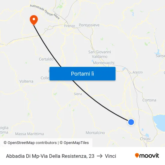 Abbadia Di Mp-Via Della Resistenza, 23 to Vinci map