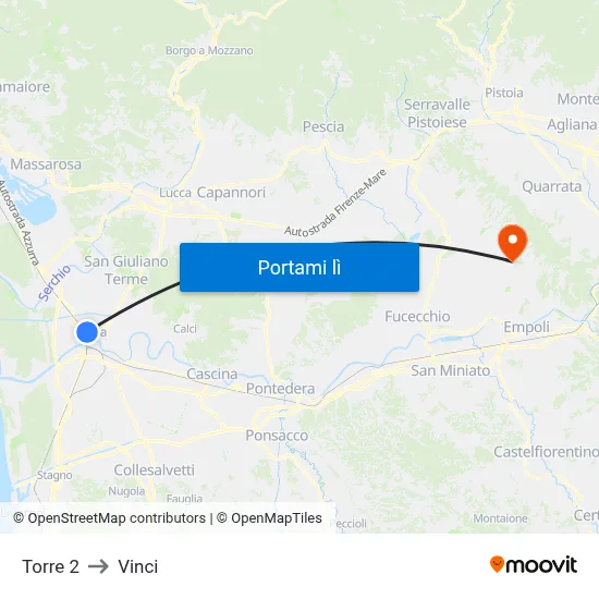 Torre 2 to Vinci map