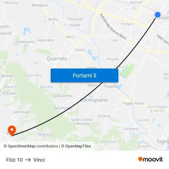 Filzi 10 to Vinci map