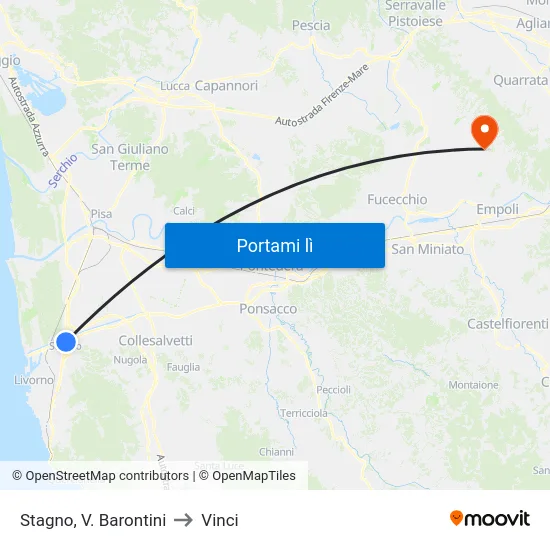 Stagno, V. Barontini to Vinci map