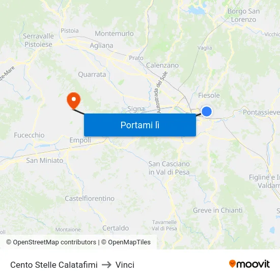 Cento Stelle Calatafimi to Vinci map