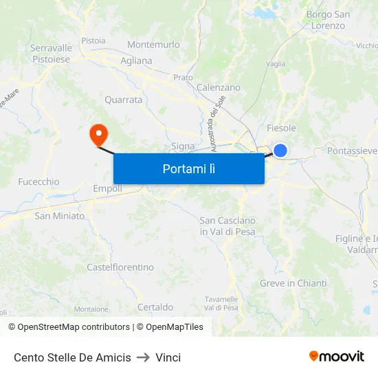 Cento Stelle De Amicis to Vinci map