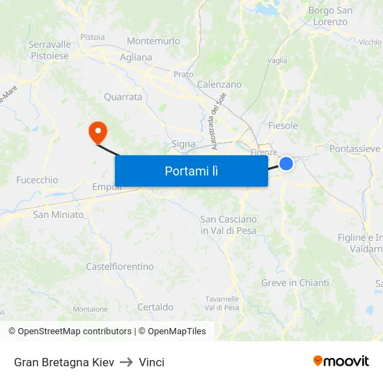 Gran Bretagna Kiev to Vinci map