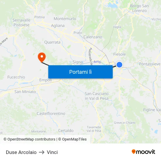 Duse Arcolaio to Vinci map