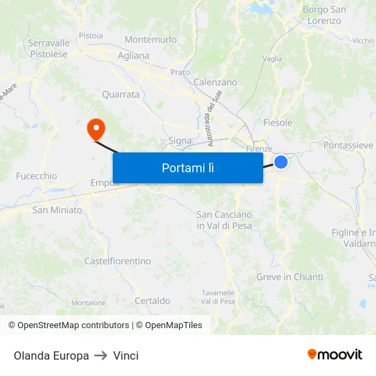 Olanda Europa to Vinci map