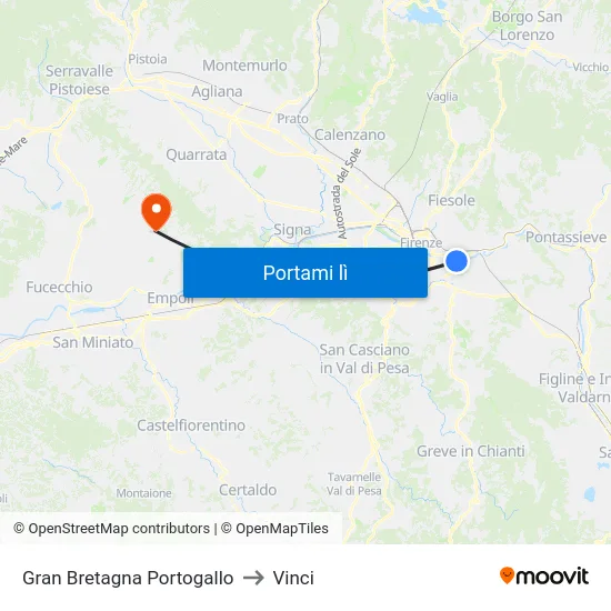 Gran Bretagna Portogallo to Vinci map