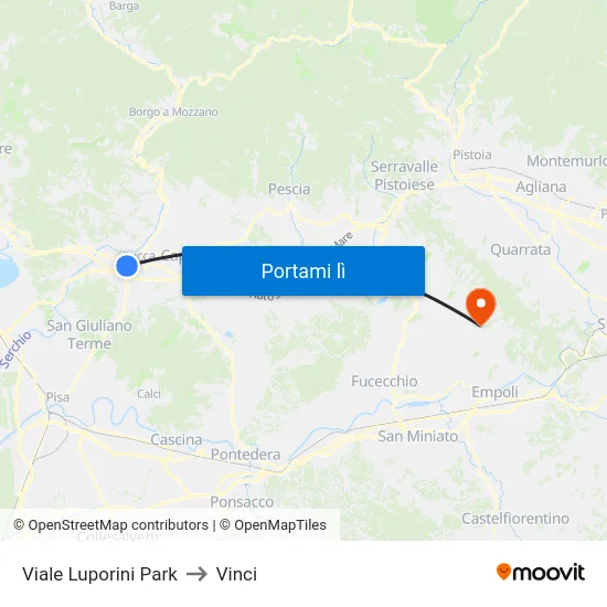 Viale Luporini Park to Vinci map