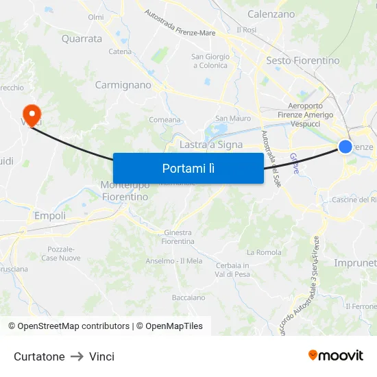 Curtatone to Vinci map