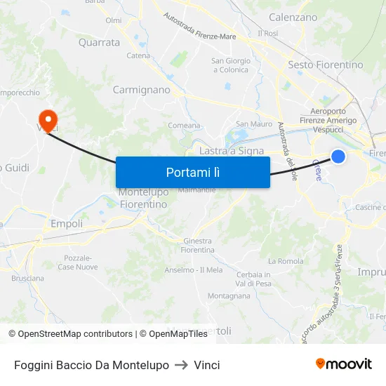 Foggini Baccio Da Montelupo to Vinci map