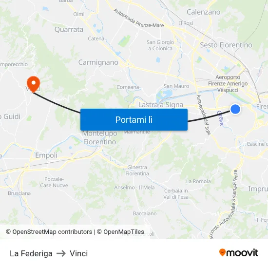 La Federiga to Vinci map
