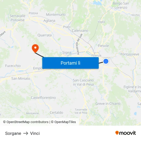 Sorgane to Vinci map