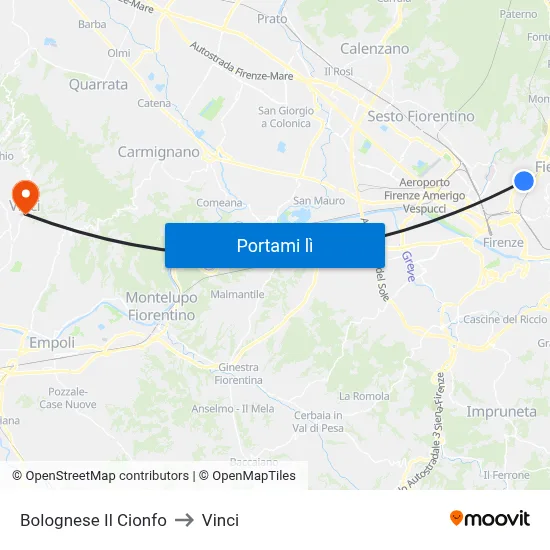 Bolognese Il Cionfo to Vinci map