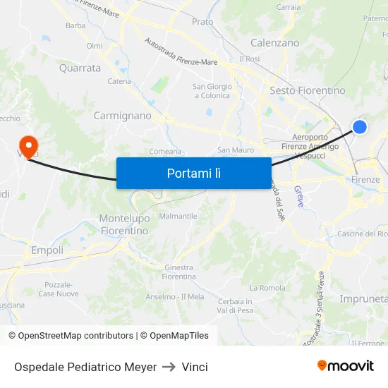 Ospedale Pediatrico Meyer to Vinci map