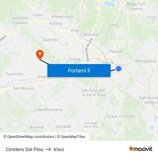 Cimitero Del Pino to Vinci map