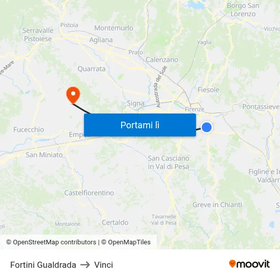 Fortini Gualdrada to Vinci map