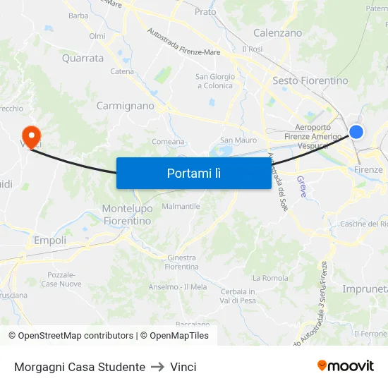 Morgagni Casa Studente to Vinci map