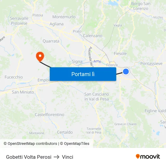 Gobetti Volta Perosi to Vinci map