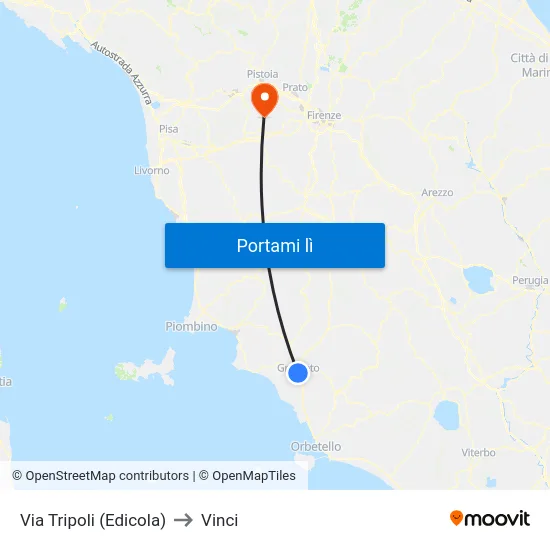 Via Tripoli (Edicola) to Vinci map