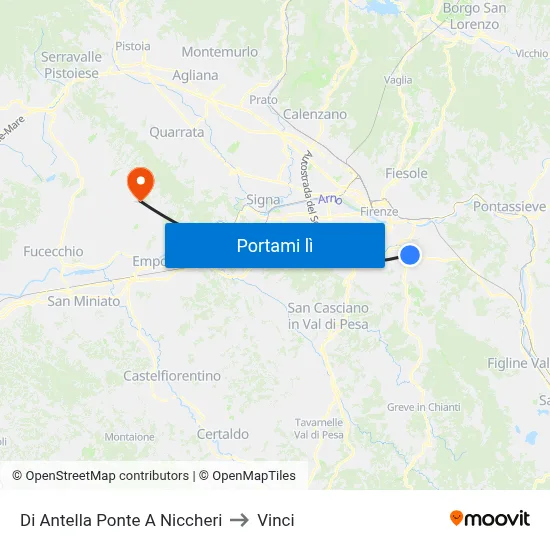 Di Antella Ponte A Niccheri to Vinci map