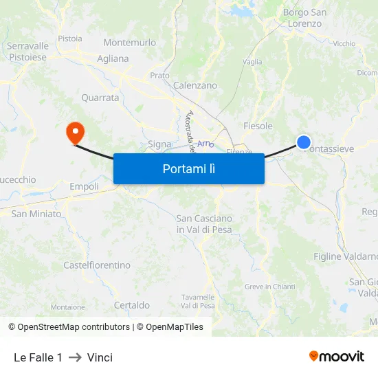Le Falle 1 to Vinci map