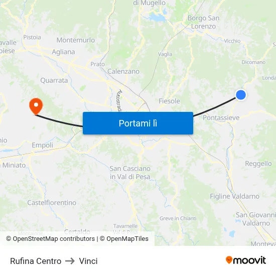 Rufina Centro to Vinci map