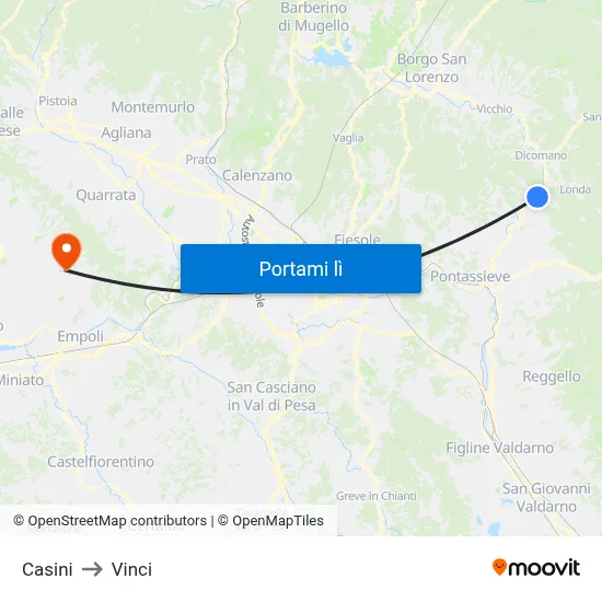 Casini to Vinci map