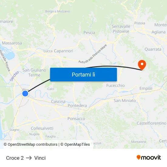 Croce 2 to Vinci map