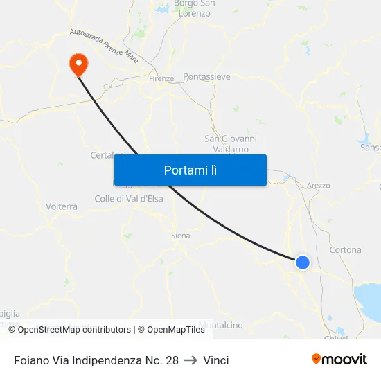 Foiano Via Indipendenza Nc. 28 to Vinci map