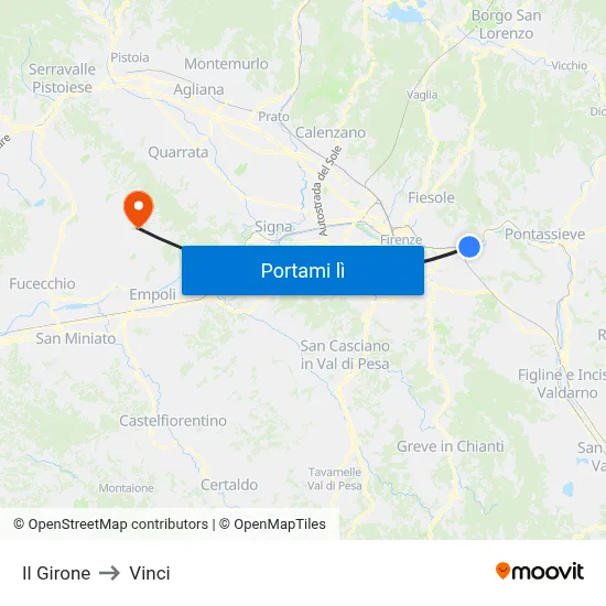 Il Girone to Vinci map