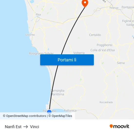 Nanfi Est to Vinci map