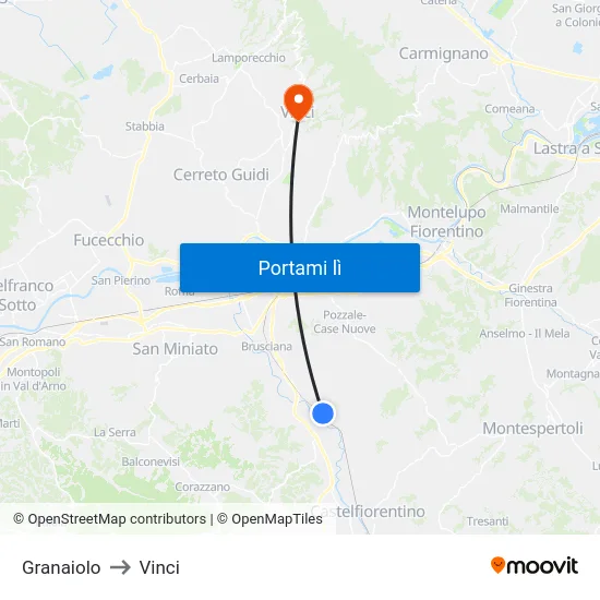 Granaiolo to Vinci map