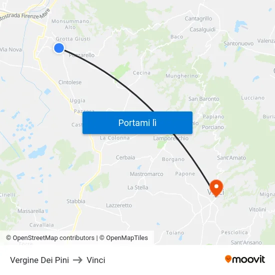 Vergine Dei Pini to Vinci map