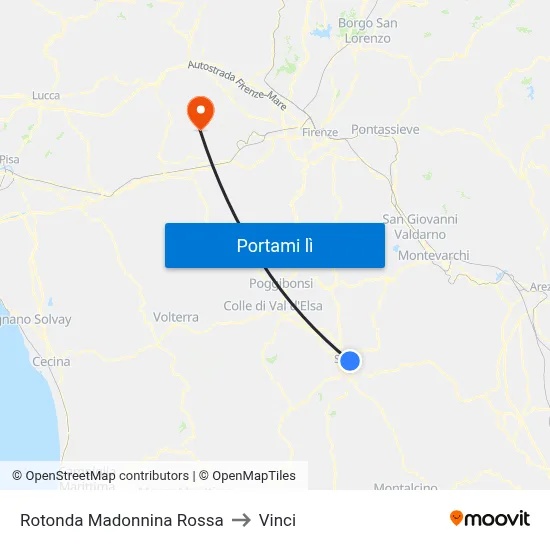 Rotonda Madonnina Rossa to Vinci map
