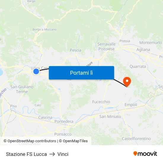 Stazione FS Lucca to Vinci map