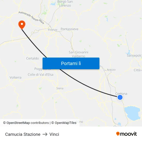 Camucia Stazione to Vinci map