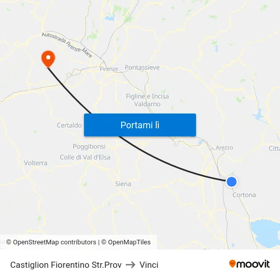 Castiglion Fiorentino Str.Prov to Vinci map
