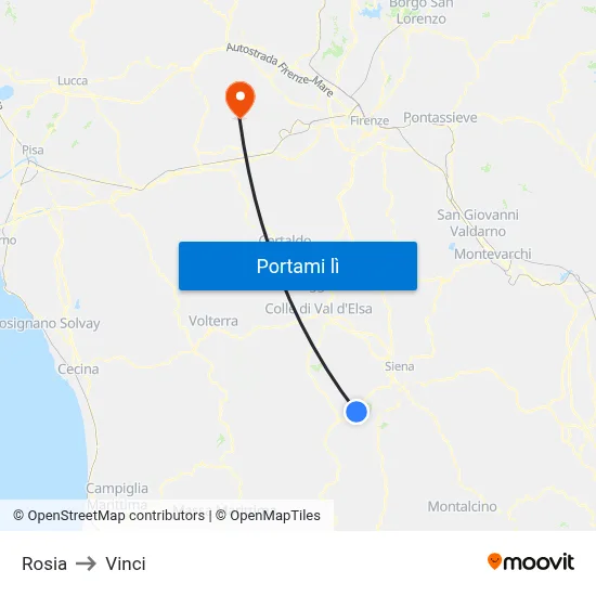 Rosia to Vinci map