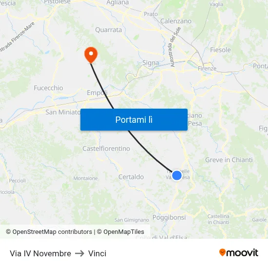 Via IV Novembre to Vinci map