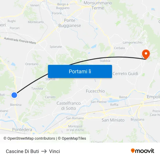 Cascine Di Buti to Vinci map