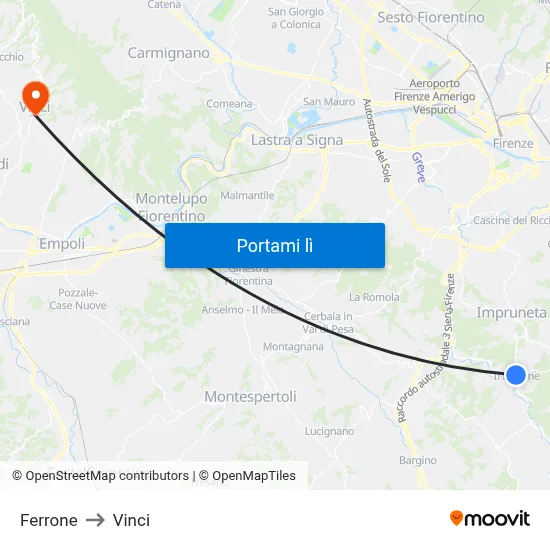Ferrone to Vinci map