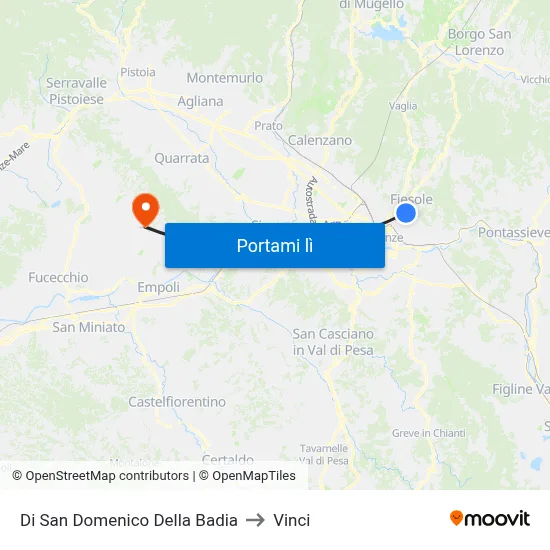 Di San Domenico Della Badia to Vinci map